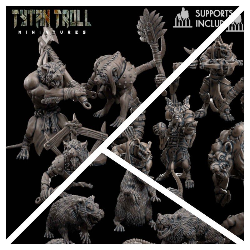 Rat Miniature bundle | Full Set All Models - Tabletop RPG & D&D miniature. Perfect for wargaming & collectors