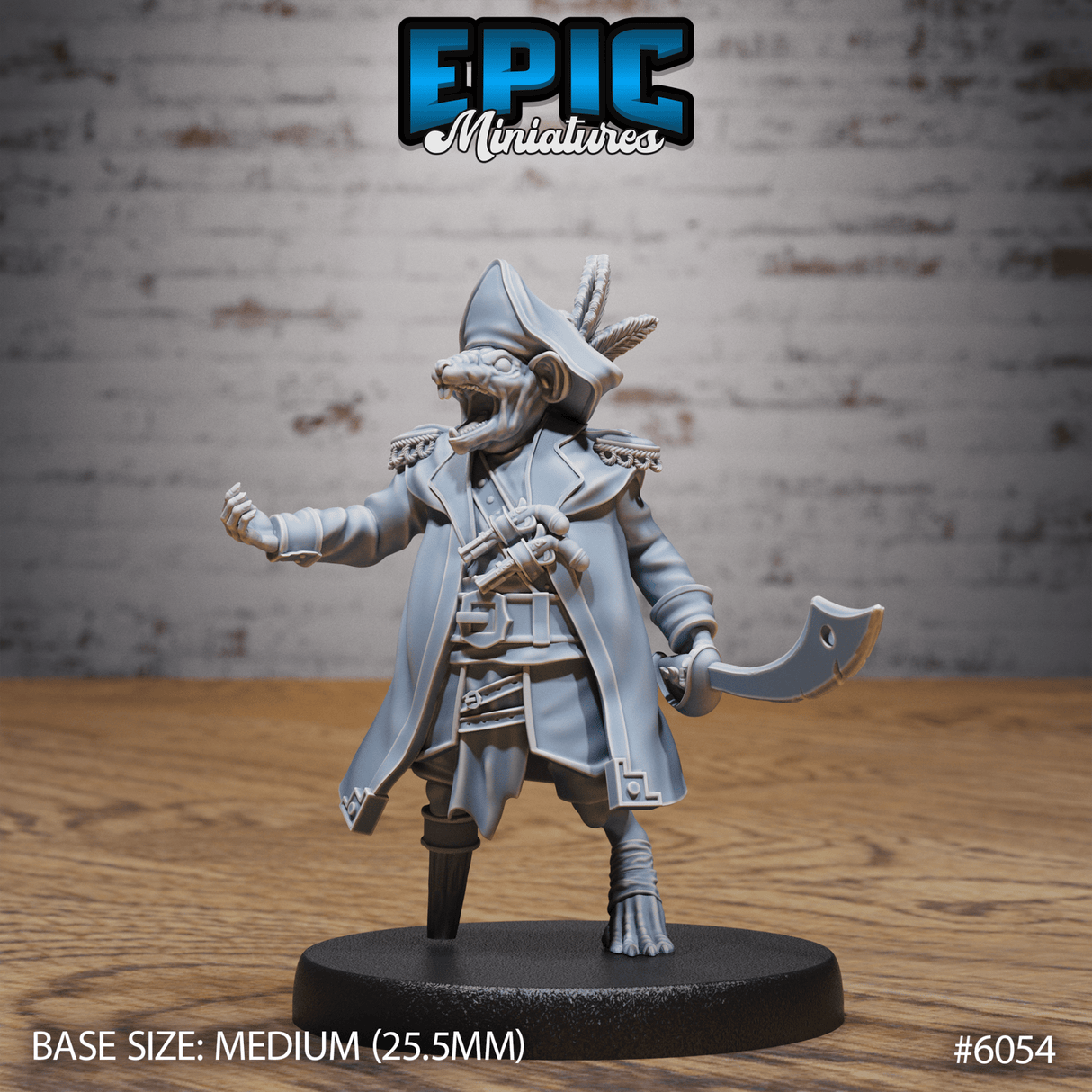 Ratfolk Pirate Captain Miniature | A - Tabletop RPG & D&D miniature. Perfect for wargaming & collectors