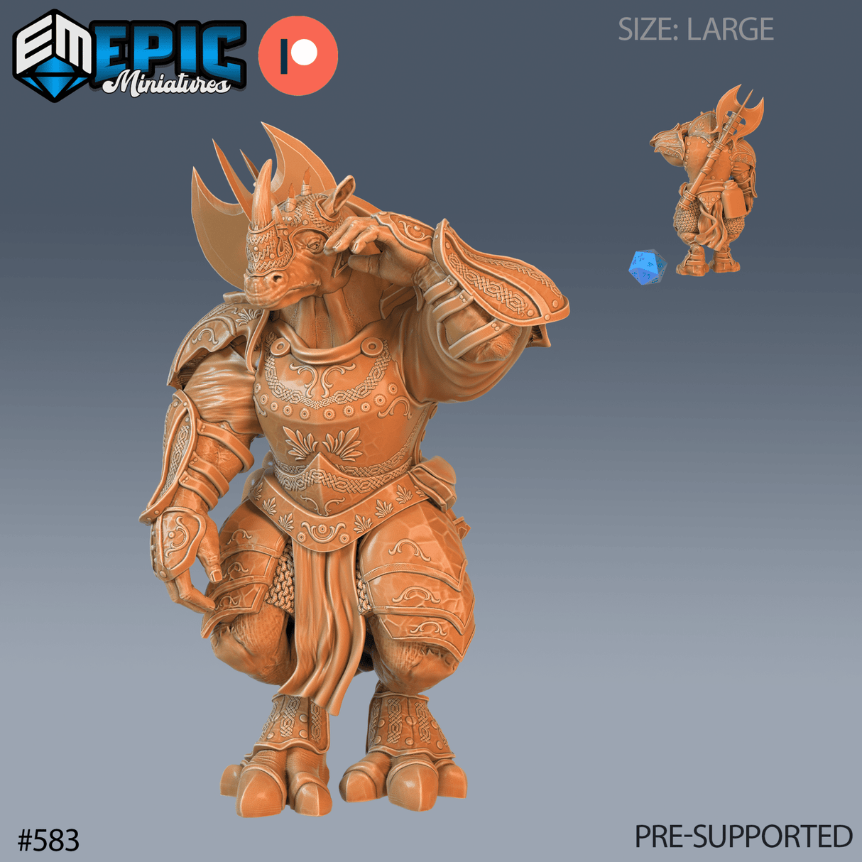 Rhino Champion Miniature | A - Tabletop RPG & D&D miniature. Perfect for wargaming & collectors