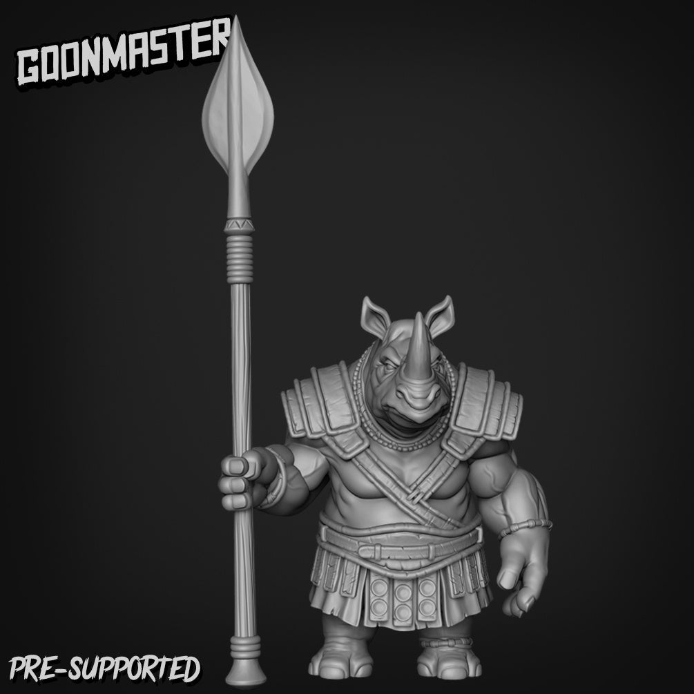 RhinoFolk Fighter Miniature set 2 | E - Tabletop RPG & D&D miniature. Perfect for wargaming & collectors
