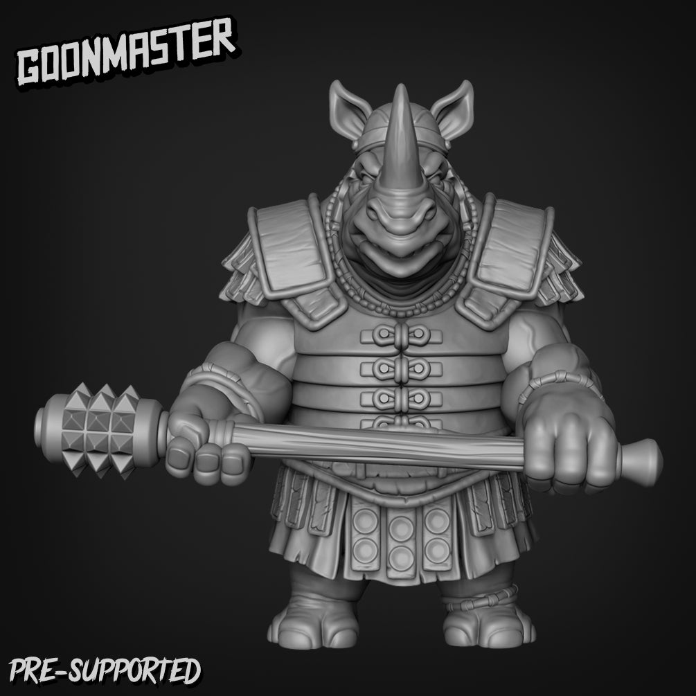 Rhinofolk Fighter 1 Miniature | Designed For Roleplaying Games - Tabletop RPG & D&D miniature. Perfect for wargaming & collec