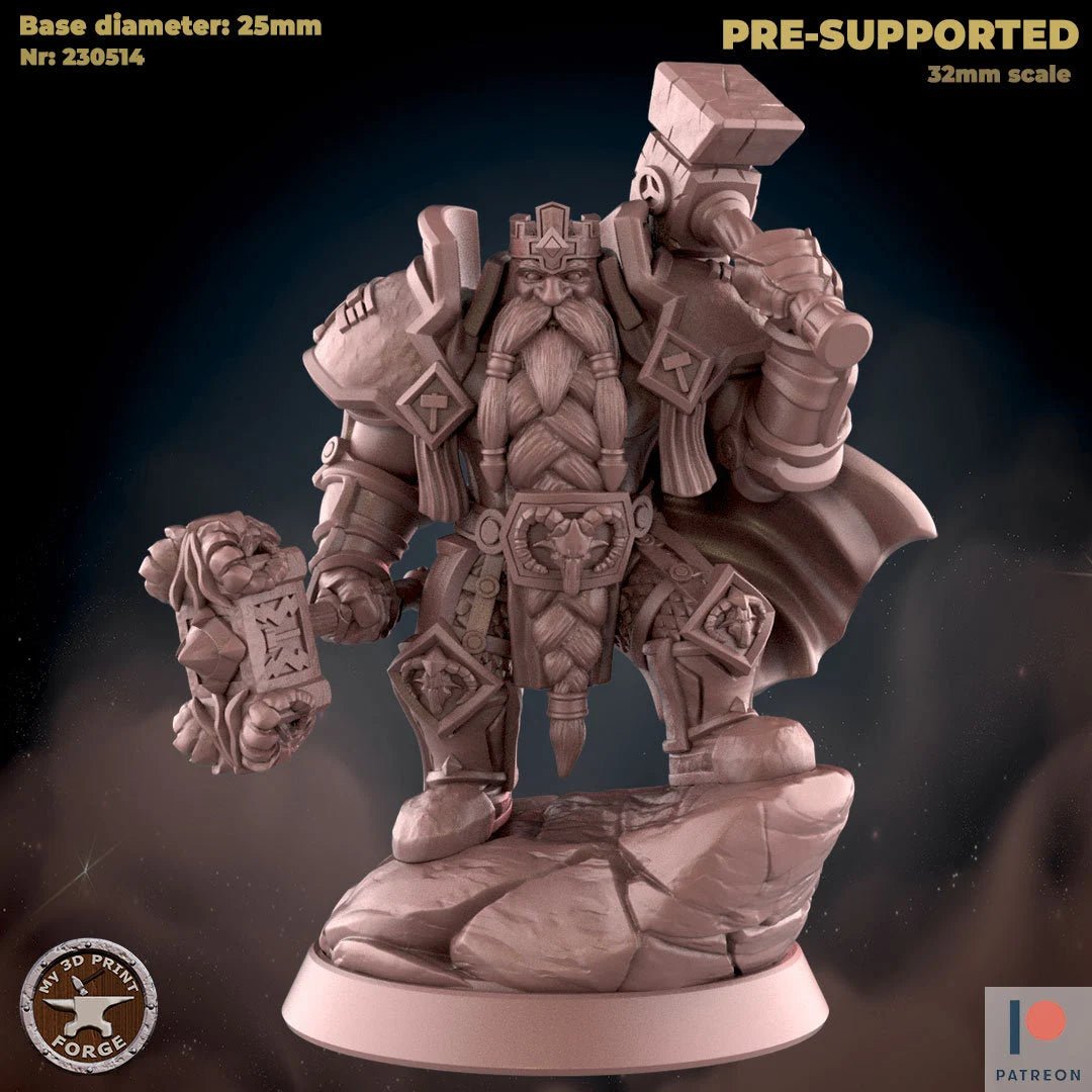 Royal King Dwarf Miniature | A - Tabletop RPG & D&D miniature. Perfect for wargaming & collectors