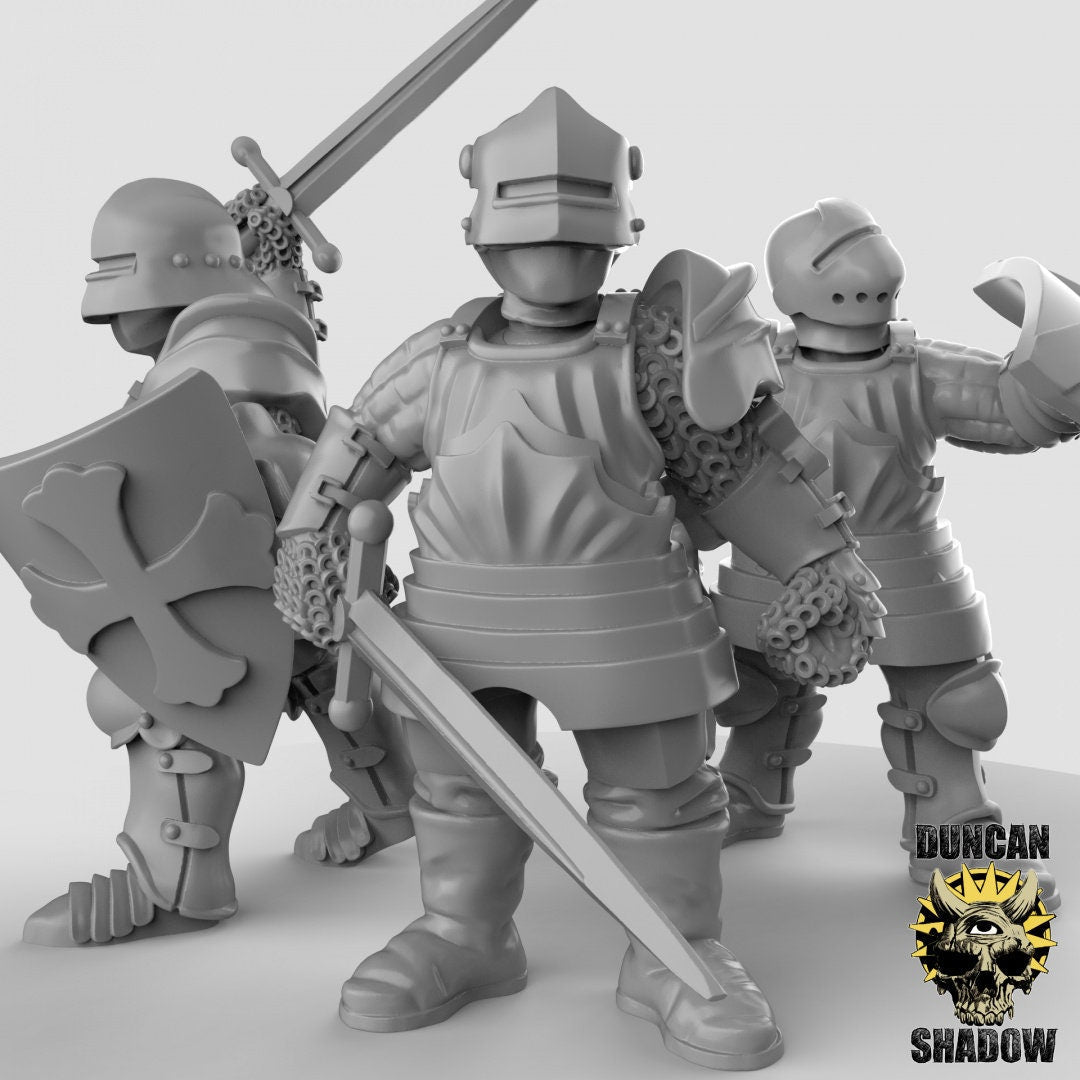 Royal Knight, Knight, Guardmen Miniature | Set of 3 - Tabletop RPG & D&D miniature. Perfect for wargaming & collectors