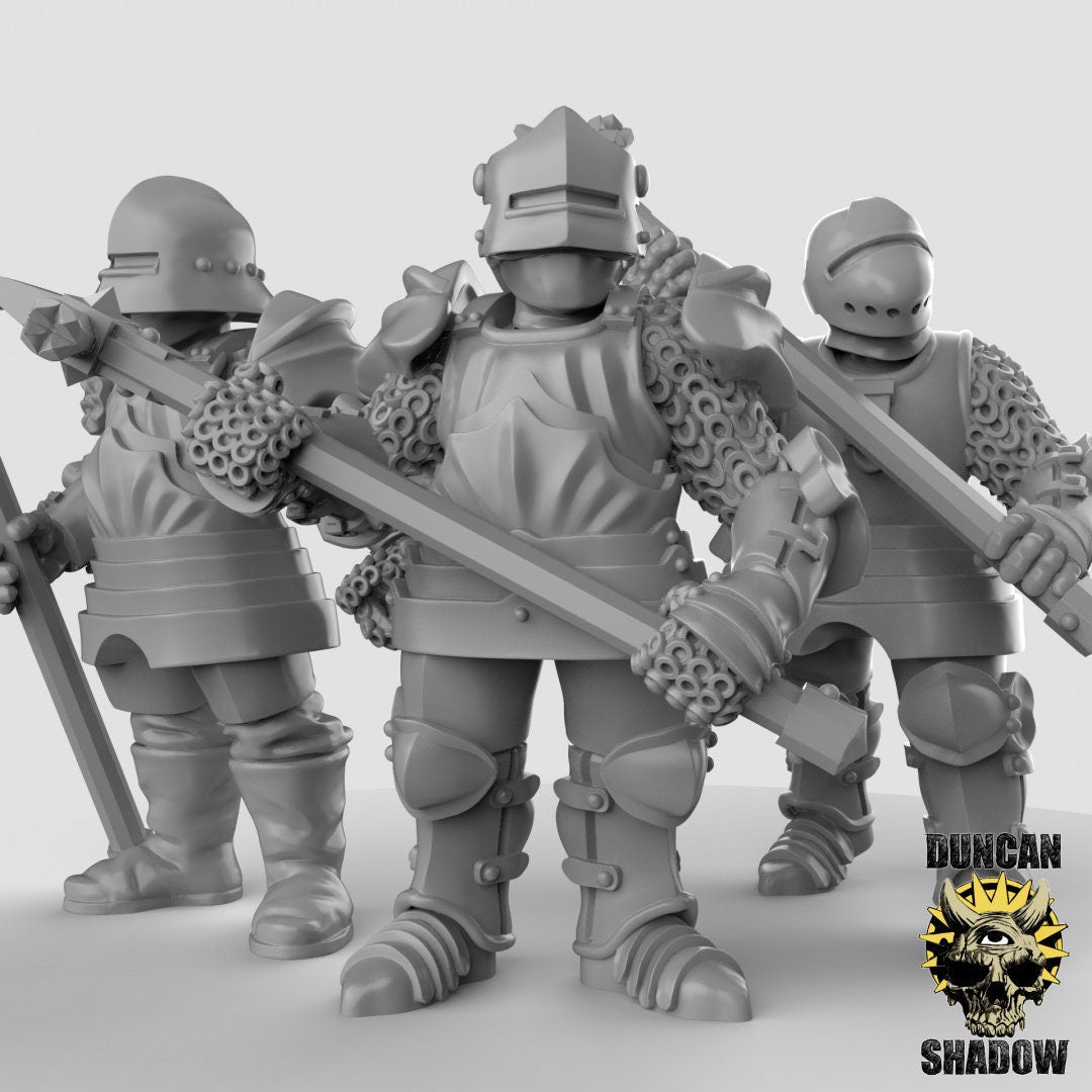 Royal Knight Guard minaiture | Set of 3 - Tabletop RPG & D&D miniature. Perfect for wargaming & collectors