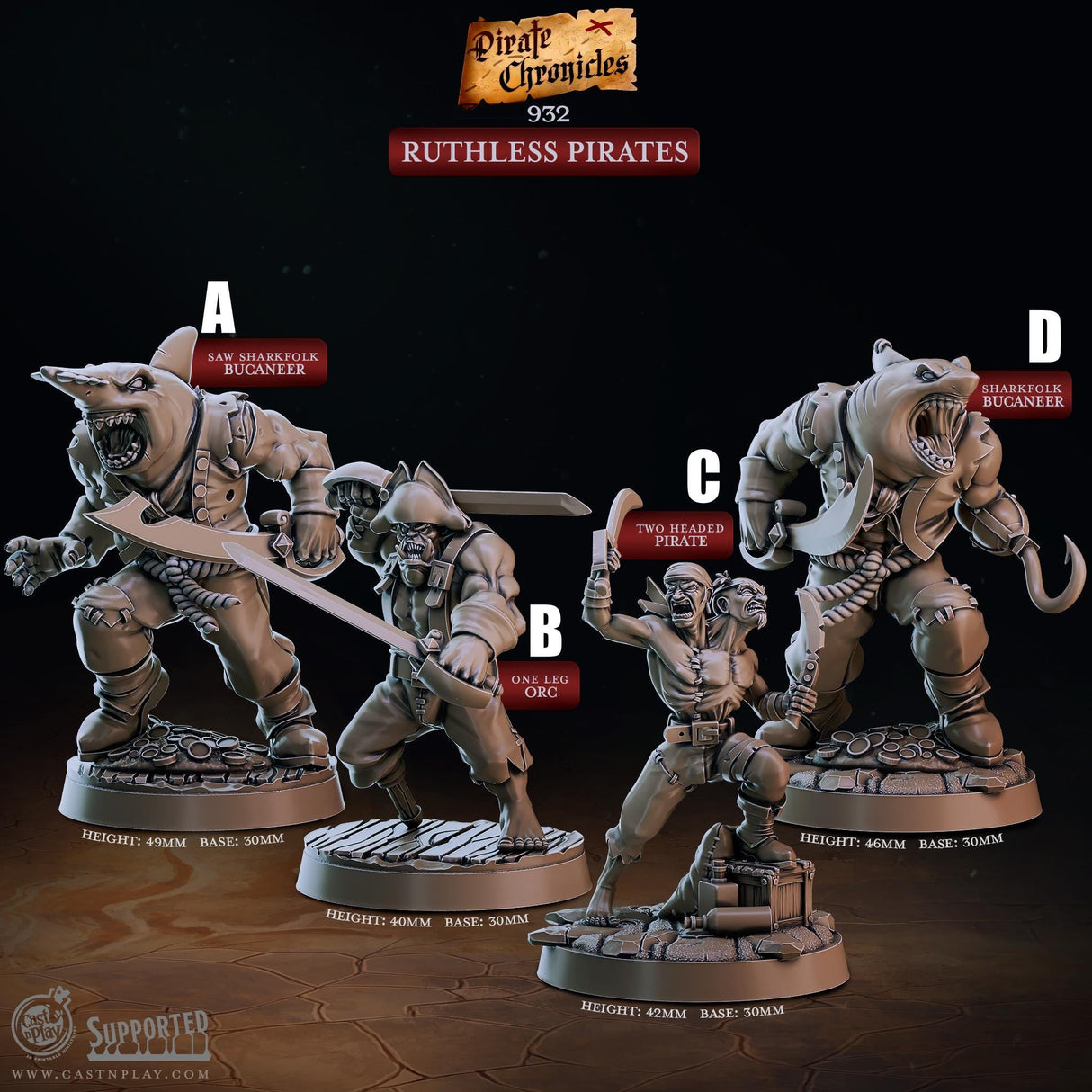 Ruthless Pirates Miniature | A - Tabletop RPG & D&D miniature. Perfect for wargaming & collectors