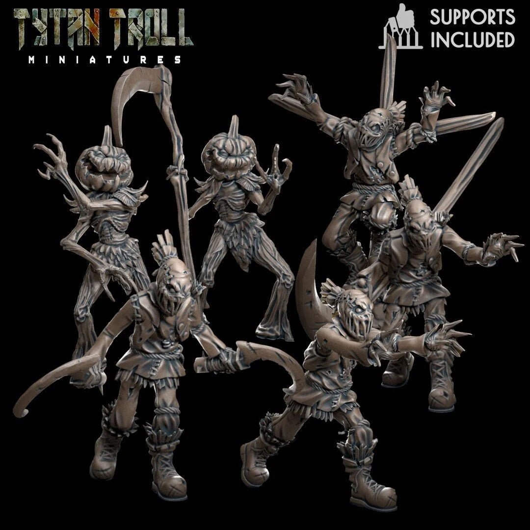 Scarecrow Bundle Miniature | set of 6 - Tabletop RPG & D&D miniature. Perfect for wargaming & collectors