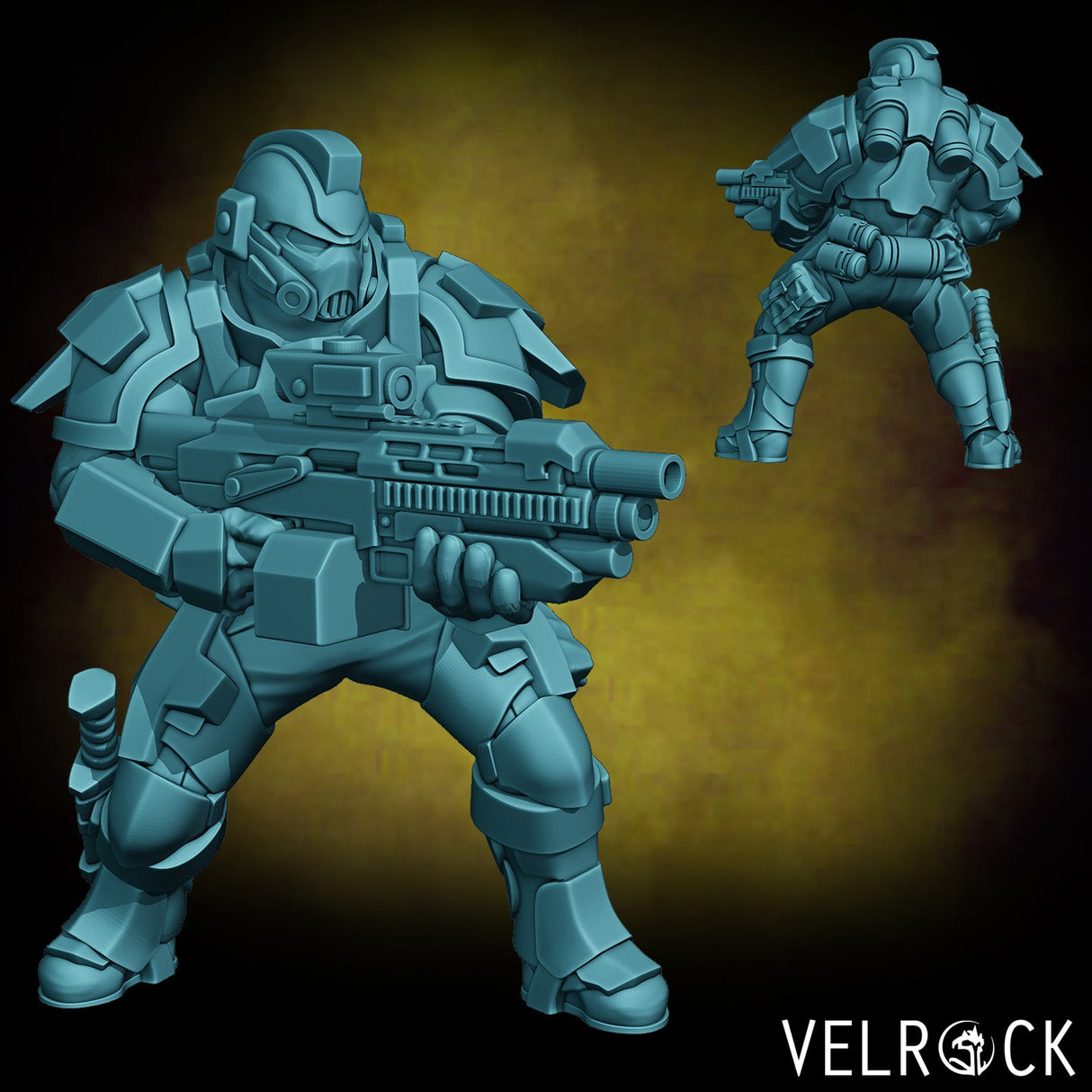 Sci Fi Heavy Marines Miniature | C - Tabletop RPG & D&D miniature. Perfect for wargaming & collectors