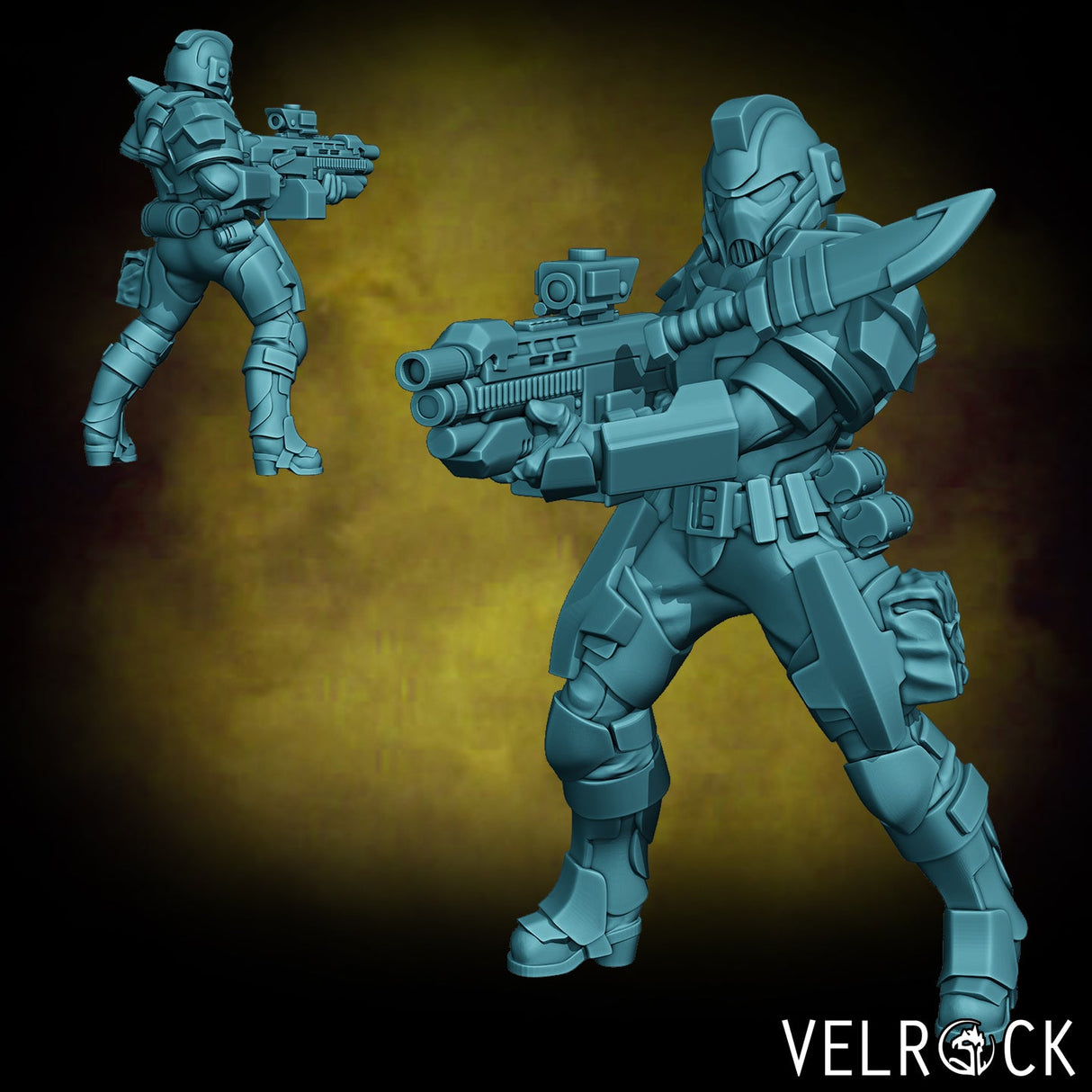 Sci Fi Heavy Marines Miniature | G - Tabletop RPG & D&D miniature. Perfect for wargaming & collectors
