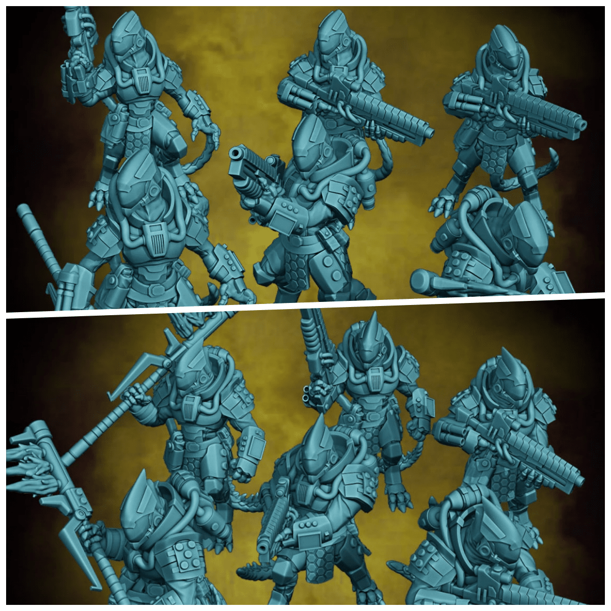 Sci Fi Lizardmen Miniature | 32mm - Tabletop RPG & D&D miniature. Perfect for wargaming & collectors