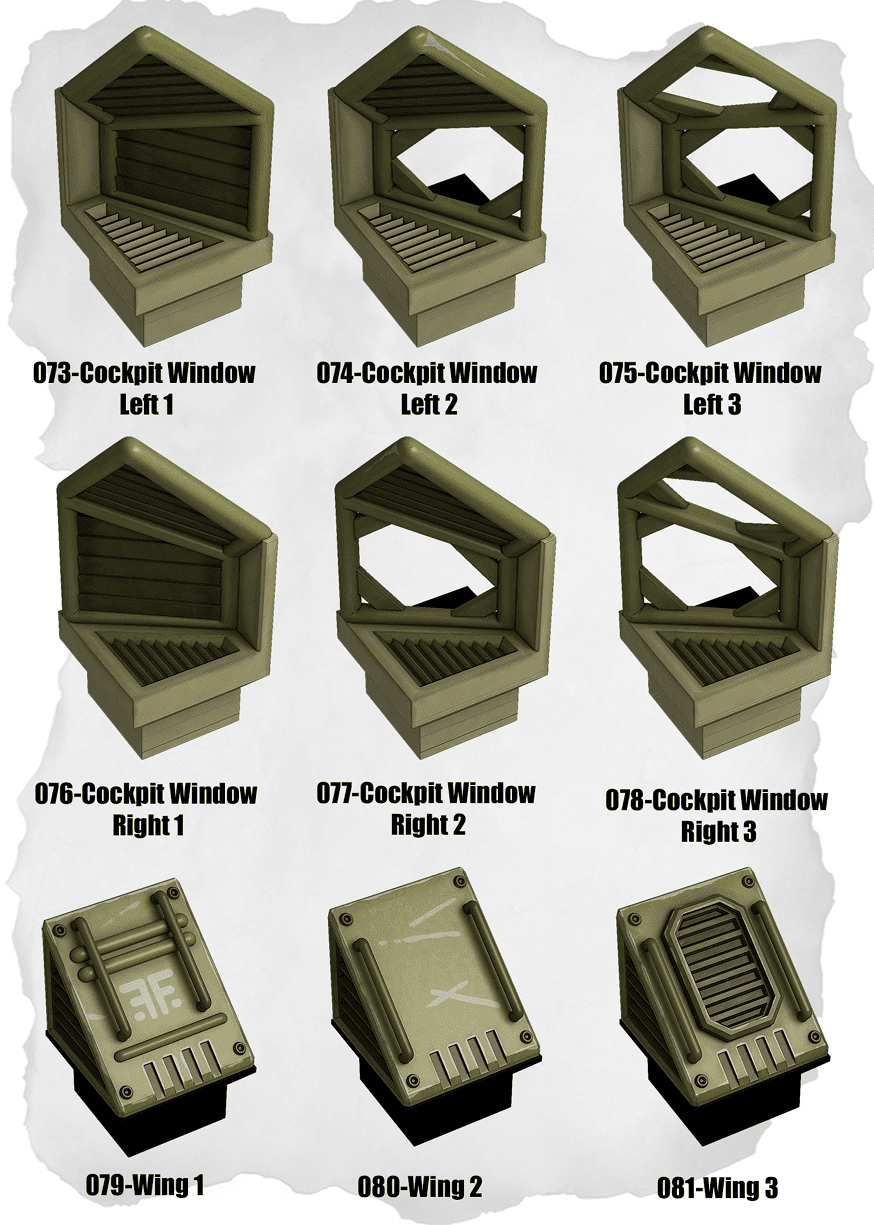 Sci Fi Tiles Cockpit Window & Flight Deck Expansion (IS 073 to IS 081) - Set of 9 -