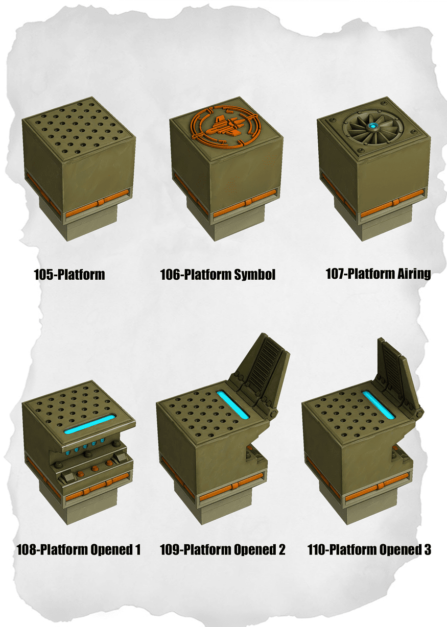 Sci Fi Tiles Platform & Symbols Pack (IS 105 to IS 110) | Set of 6 - Tabletop RPG & D&D miniature. Perfect for wargaming & collectors