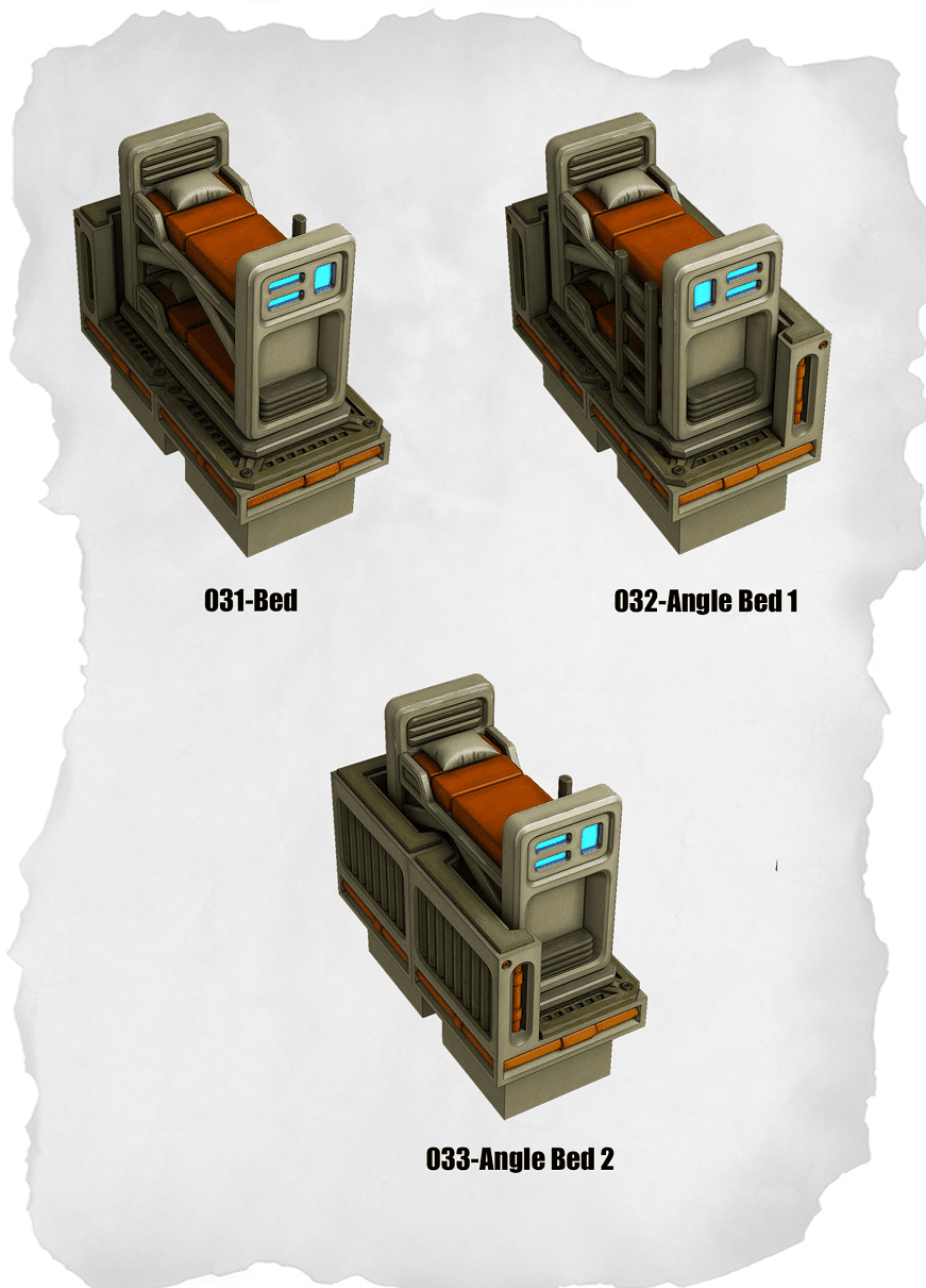 Sci Fi Tiles Standard Beds Pack (IS 031 to IS 033) | Set of 3 - Tabletop RPG & D&D miniature. Perfect for wargaming & collectors