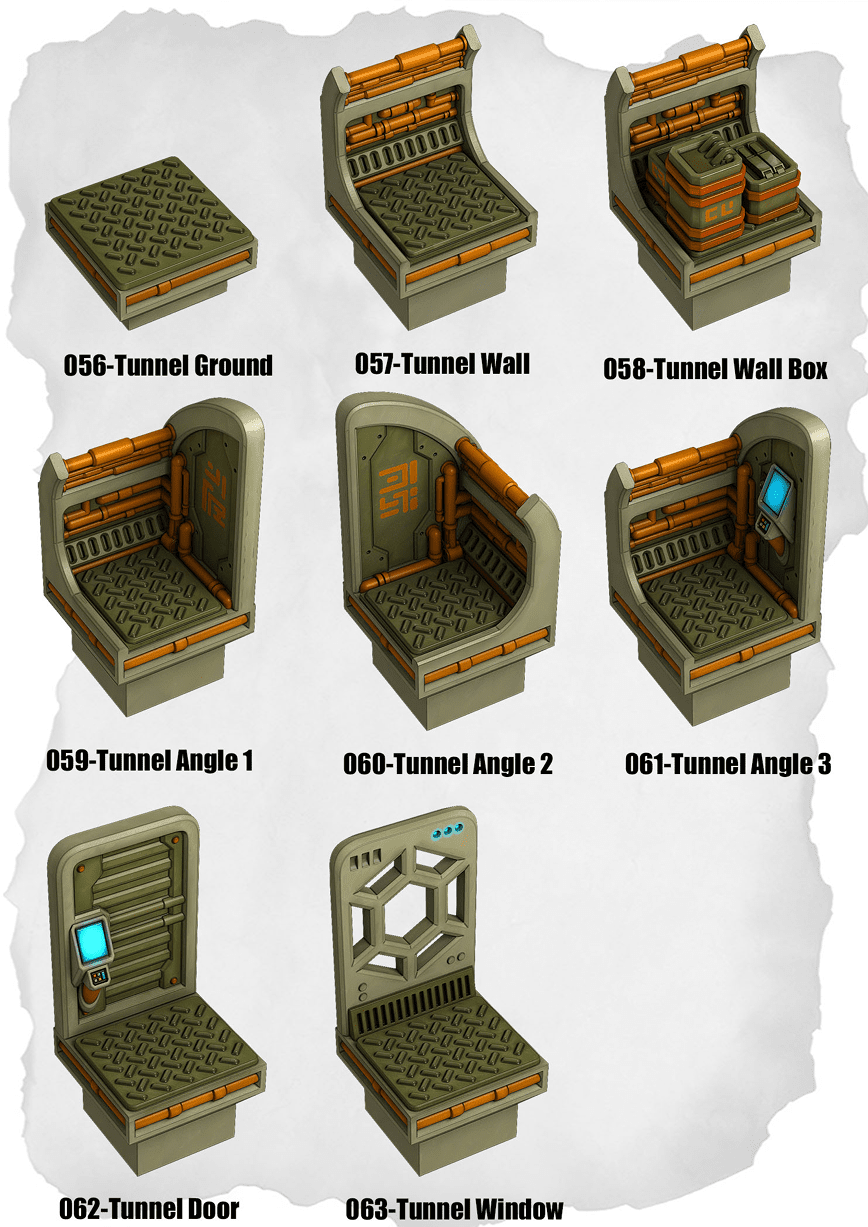 Sci Fi Tiles Tunnel Expansion (IS 056 to IS 063) - Set of 8 -