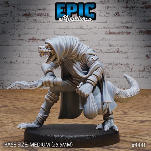 Serpent Folk Warrior Miniature | 4441 - Tabletop RPG & D&D miniature. Perfect for wargaming & collectors