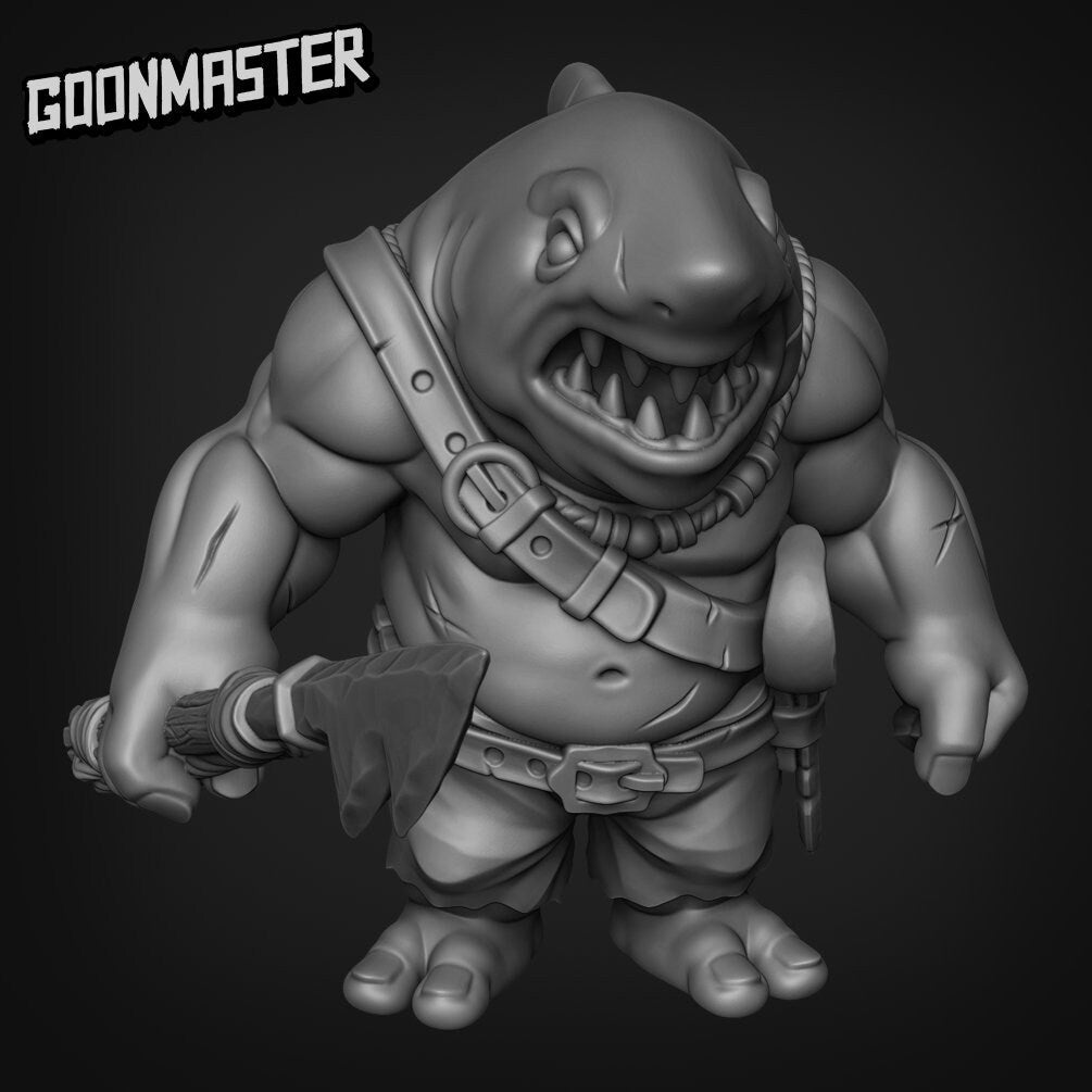 Shark Folk Pirate Miniature Fisherman | A - Tabletop RPG & D&D miniature. Perfect for wargaming & collectors