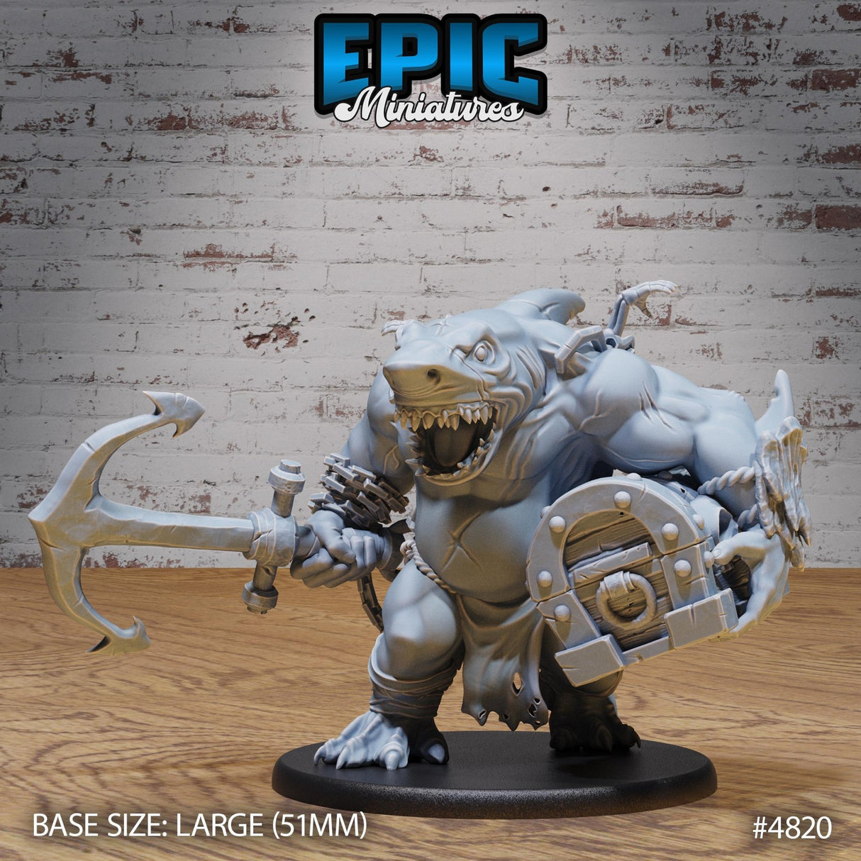 Sharkman Miniature | Sharkman - Tabletop RPG & D&D miniature. Perfect for wargaming & collectors