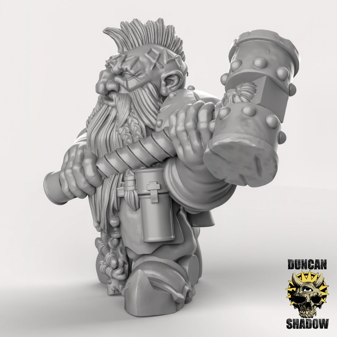 Shield Dwarf berserkers Miniature | C - Tabletop RPG & D&D miniature. Perfect for wargaming & collectors