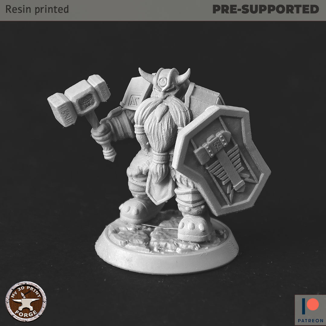 Shield Dwarf's Miniature | right Dwarf - Tabletop RPG & D&D miniature. Perfect for wargaming & collectors