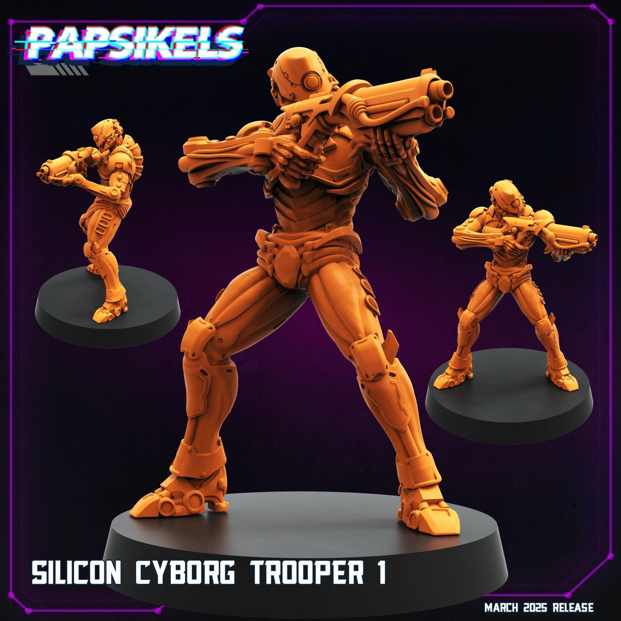 Silicon Cyborg Troopers Miniature | Cyborg Trooper 1 - Tabletop RPG & D&D miniature. Perfect for wargaming & collectors