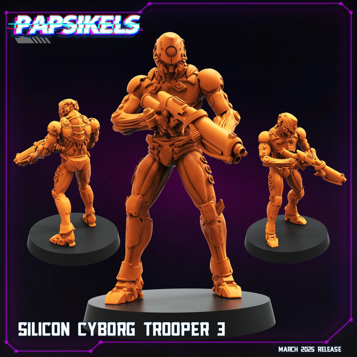 Silicon Cyborg Troopers Miniature | Cyborg Trooper 3 - Tabletop RPG & D&D miniature. Perfect for wargaming & collectors