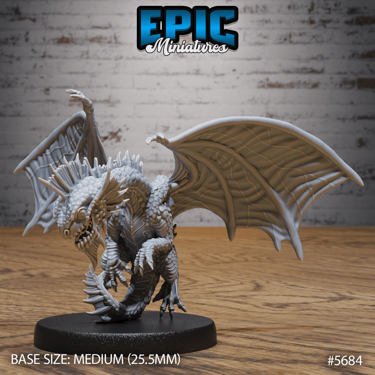 Silver Dragon Wyrmling Miniature | B - Tabletop RPG & D&D miniature. Perfect for wargaming & collectors