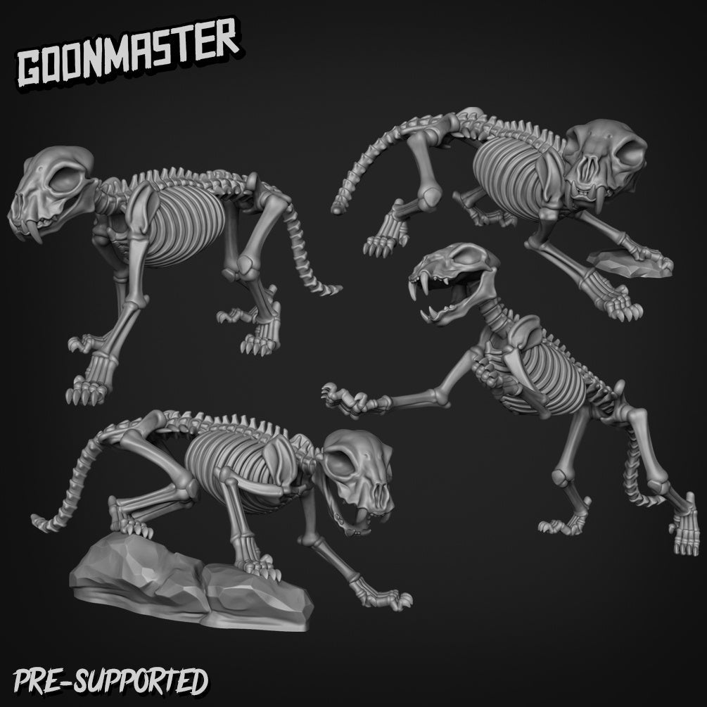 Skeleton Dog Miniature | Set of 4 - Tabletop RPG & D&D miniature. Perfect for wargaming & collectors