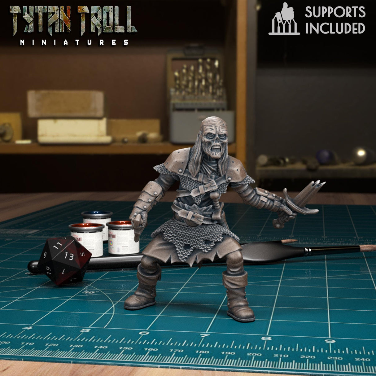 Skeleton Warriors Miniature set 2 | Zombie B - Tabletop RPG & D&D miniature. Perfect for wargaming & collectors