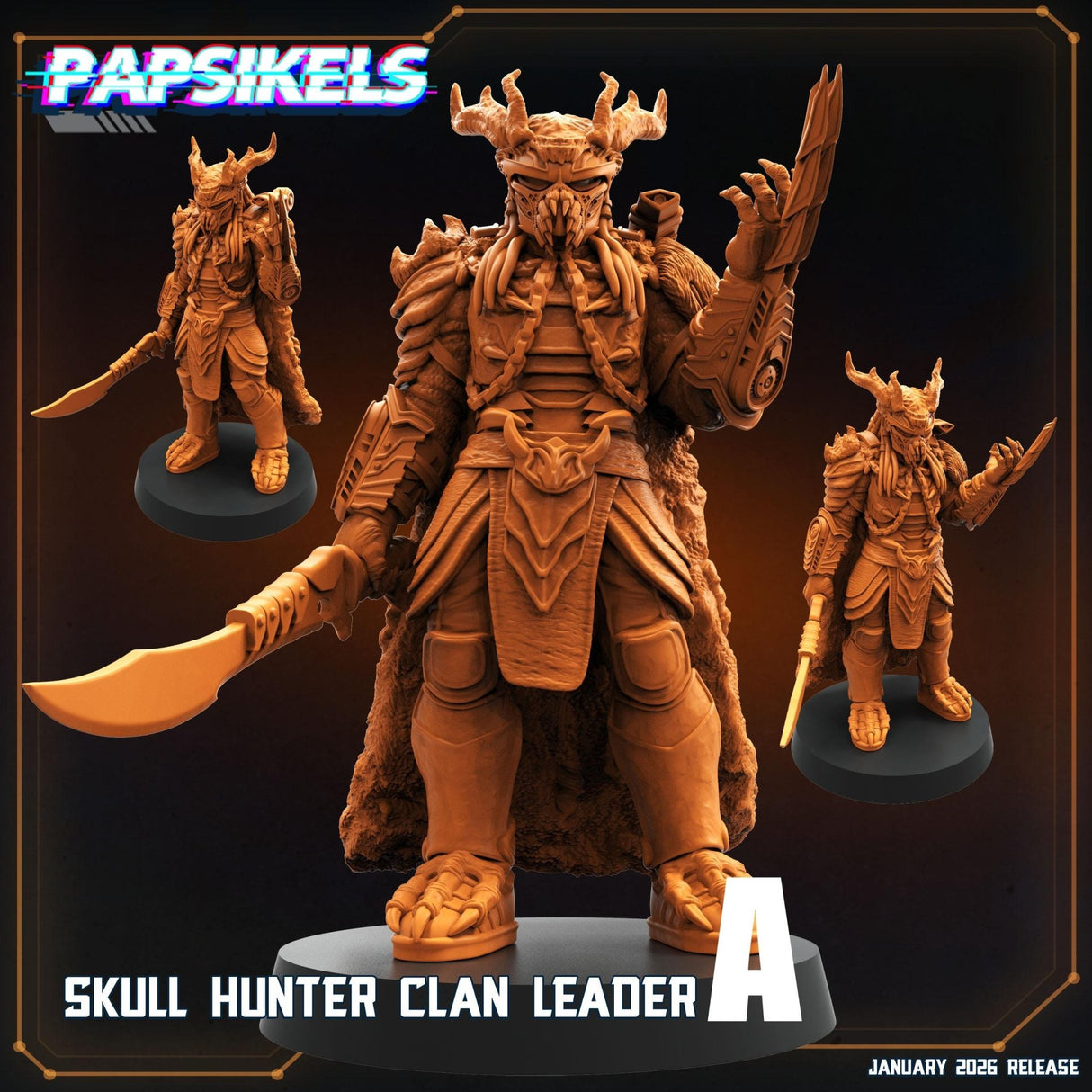 Skull Hunter Clan Leaders | A - Tabletop RPG & D&D miniature. Perfect for wargaming & collectors