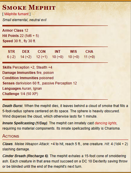 Smoke Mephit Miniature | Premium Quality 3D Printed - Tabletop RPG & D&D miniature. Perfect for wargaming & collectors.