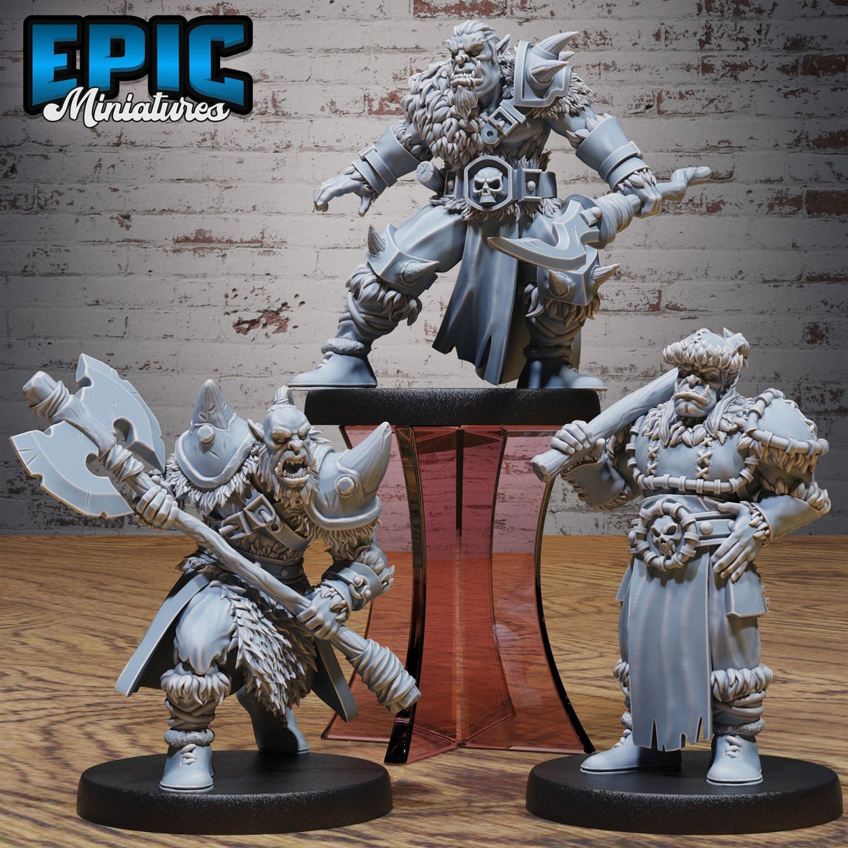 Snow Orc Miniature | Set of 3 - Tabletop RPG & D&D miniature. Perfect for wargaming & collectors