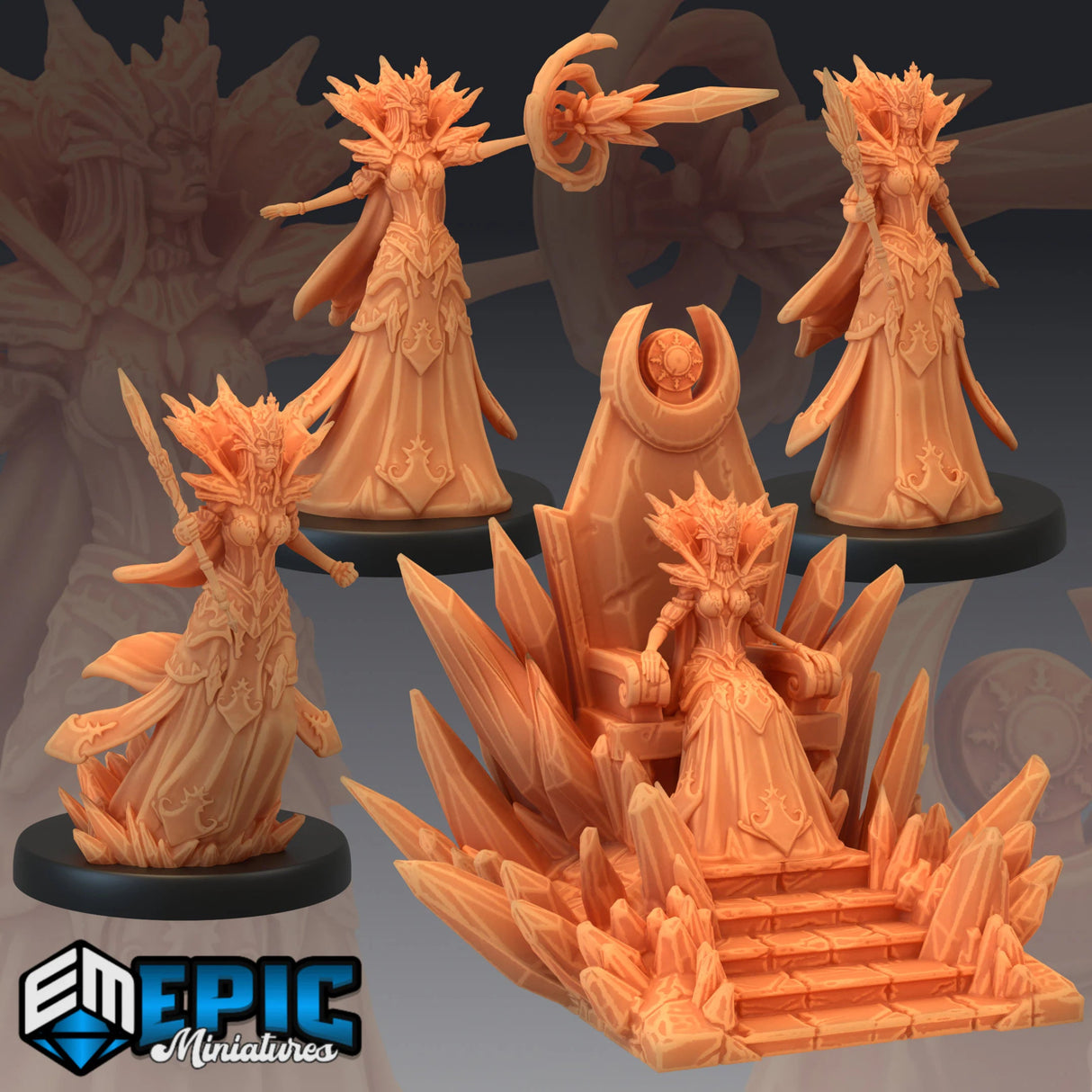 Snow Queen Miniature | Set of 4 - Tabletop RPG & D&D miniature. Perfect for wargaming & collectors