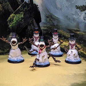 Snowman Miniature | Set of 5 - Tabletop RPG & D&D miniature. Perfect for wargaming & collectors