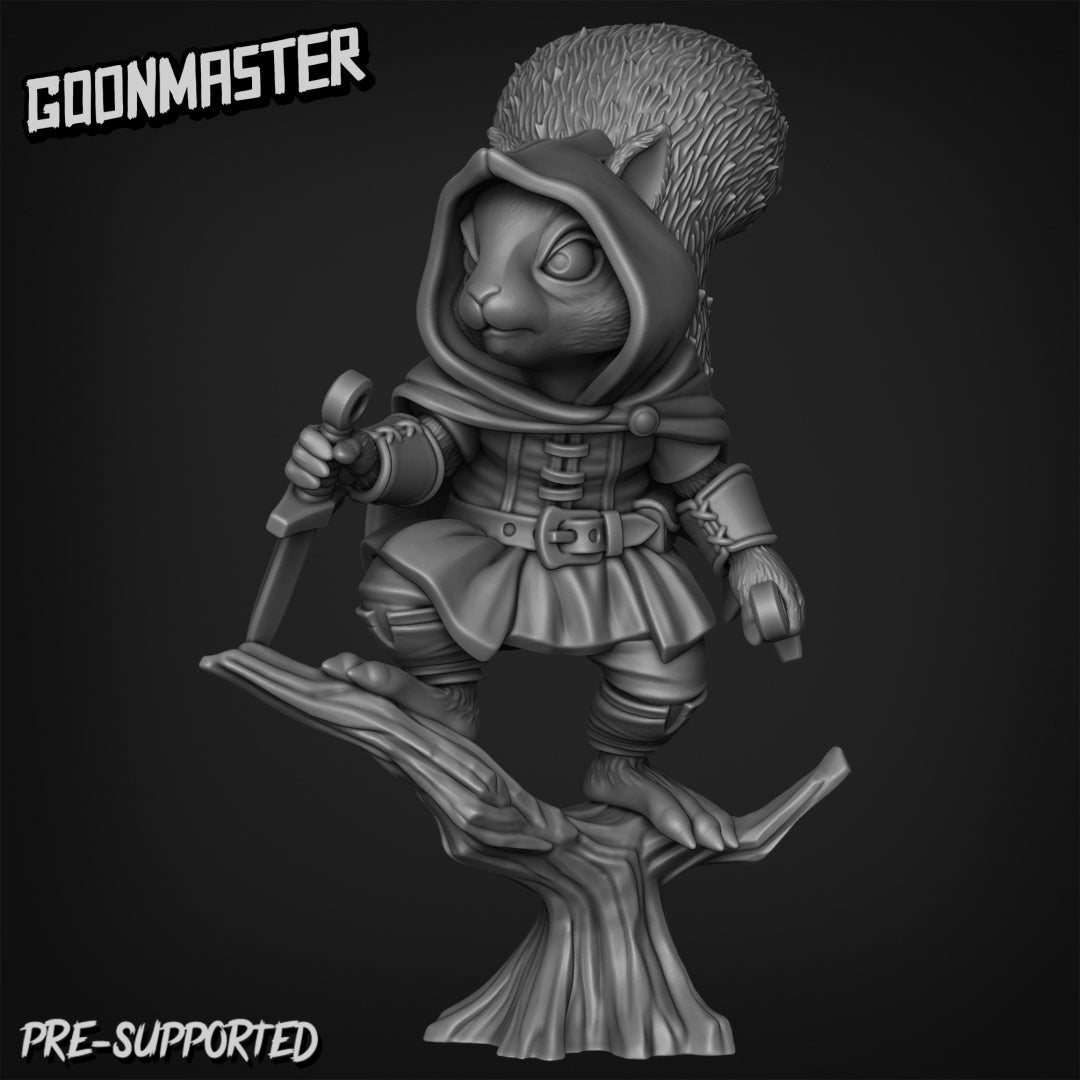 Squirrel Ranger Miniature | C - Tabletop RPG & D&D miniature. Perfect for wargaming & collectors