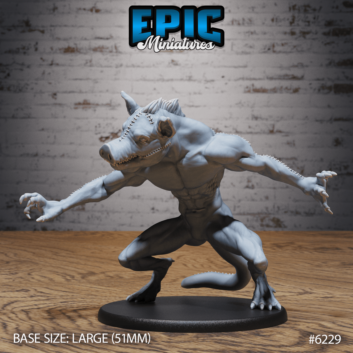 Stitched Pig Beast Miniature | B - Tabletop RPG & D&D miniature. Perfect for wargaming & collectors