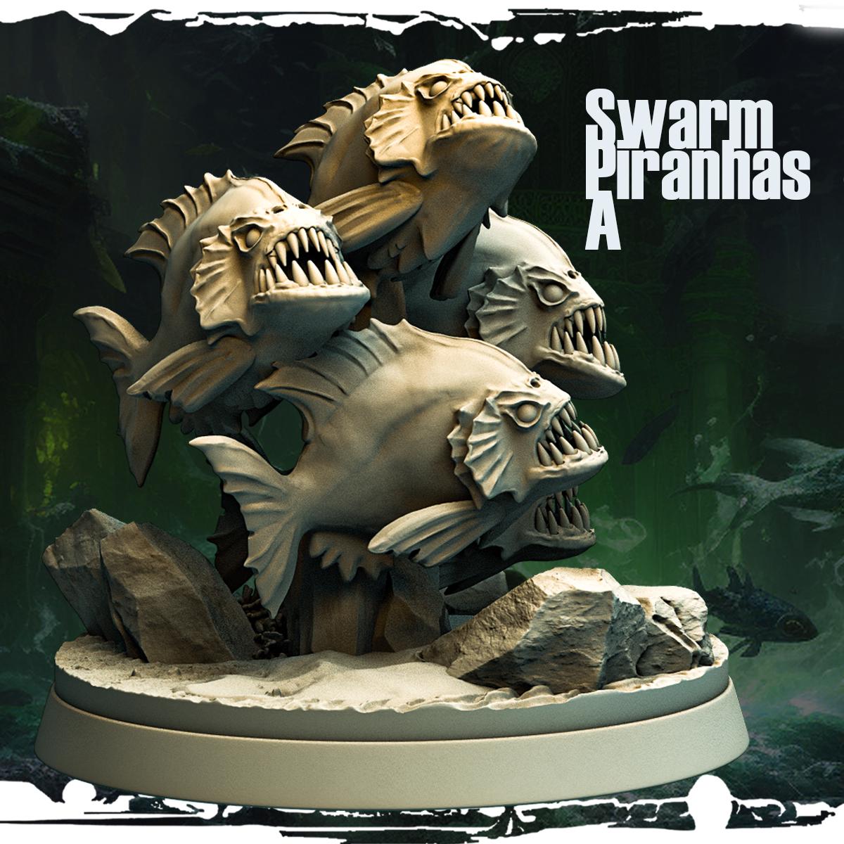 Swarm Piranhas Miniature | Piranha Swarm A - Tabletop RPG & D&D miniature. Perfect for wargaming & collectors