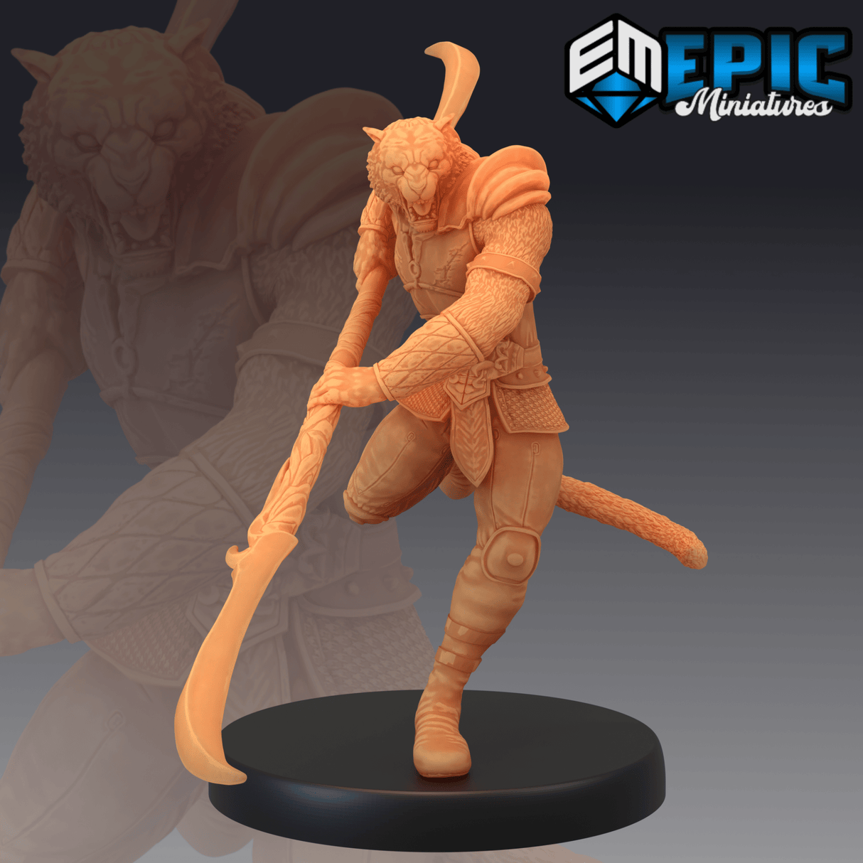Tabaxi Tiger General Miniature | B - Tabletop RPG & D&D miniature. Perfect for wargaming & collectors