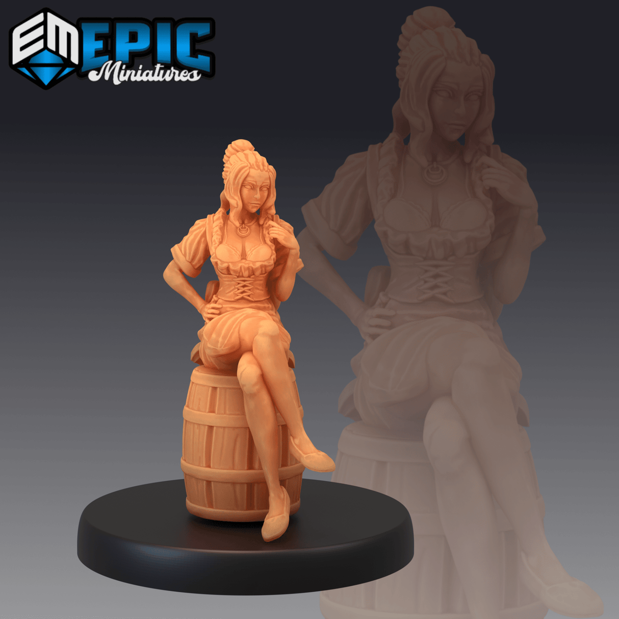 Tavern Waitress Miniature | C - Tabletop RPG & D&D miniature. Perfect for wargaming & collectors