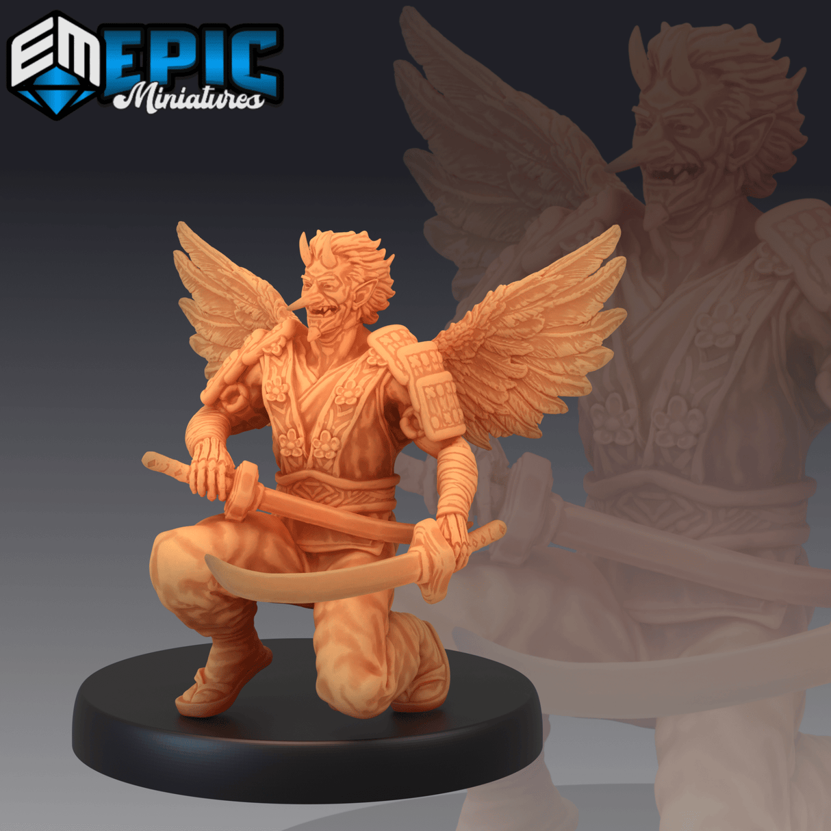 Tengu Angel Miniature | A - Tabletop RPG & D&D miniature. Perfect for wargaming & collectors