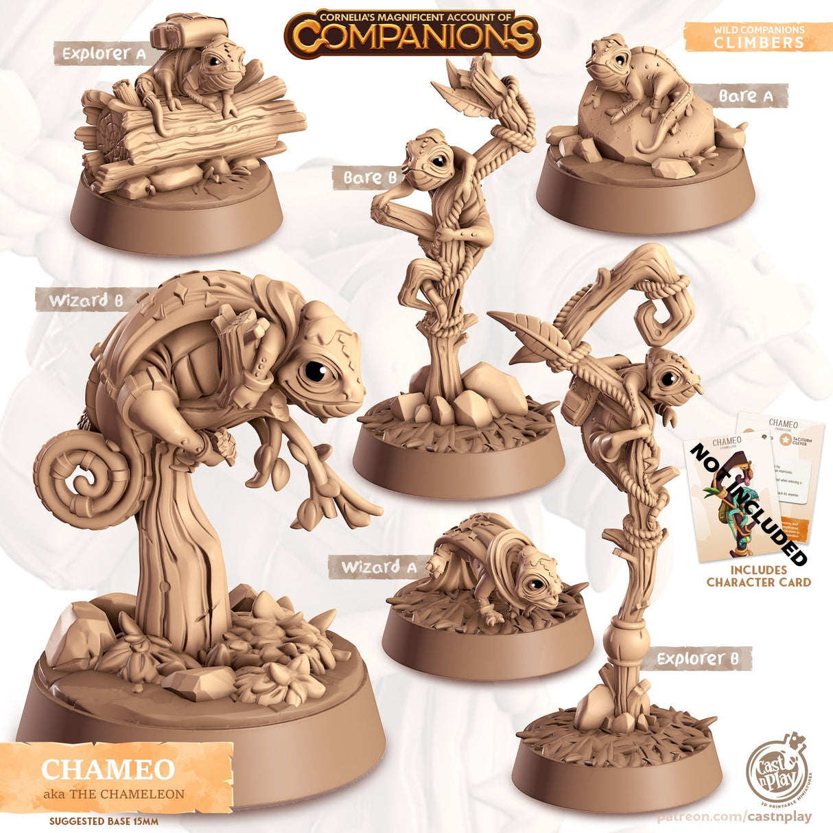 The Chameleon Companion Miniature | Bare A - Tabletop RPG & D&D miniature. Perfect for wargaming & collectors