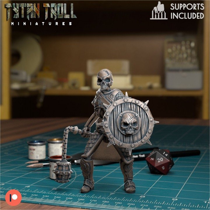 The Crypt Skeleton Bundle Miniature | Skeleton 5 - Tabletop RPG & D&D miniature. Perfect for wargaming & collectors