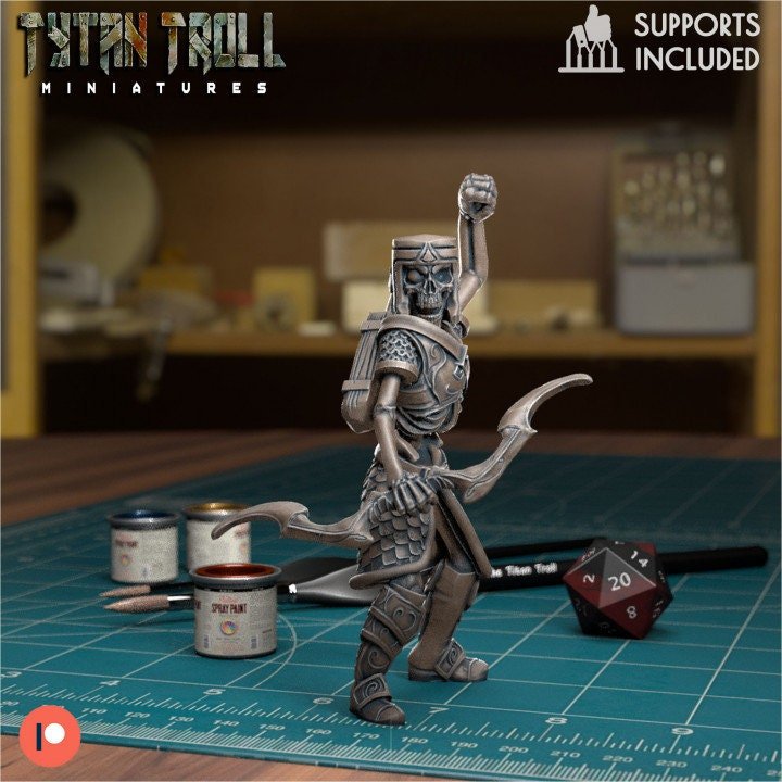 The Crypt Skeleton Bundle Miniature | Skeleton 8 - Tabletop RPG & D&D miniature. Perfect for wargaming & collectors