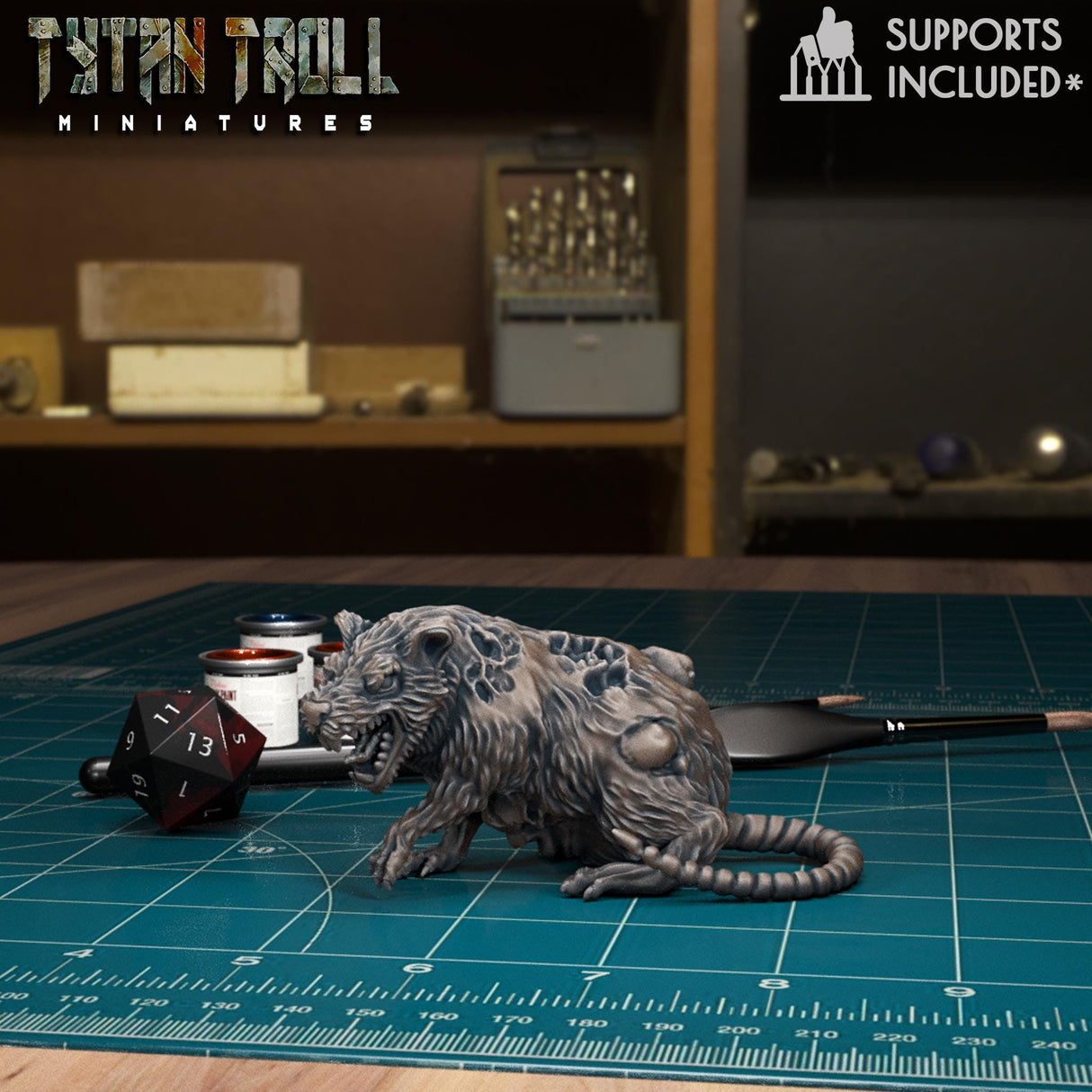 The Giant Plague Rat Miniature | Plague Rat 3 - Tabletop RPG & D&D miniature. Perfect for wargaming & collectors