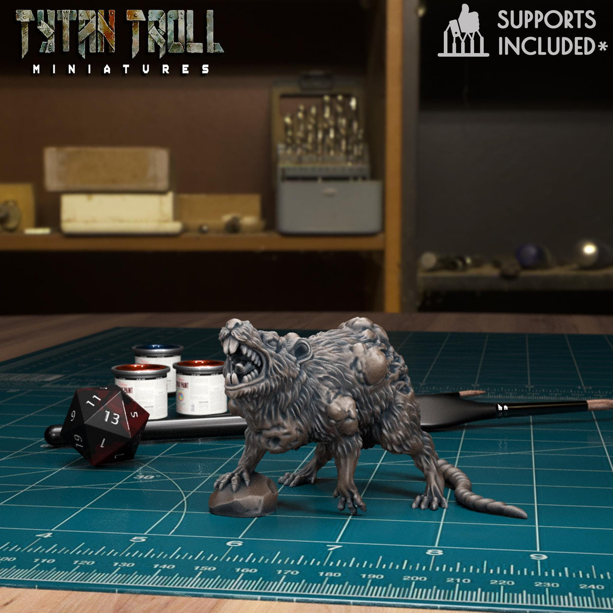 The Giant Plague Rat Miniature | Plague Rat 4 - Tabletop RPG & D&D miniature. Perfect for wargaming & collectors