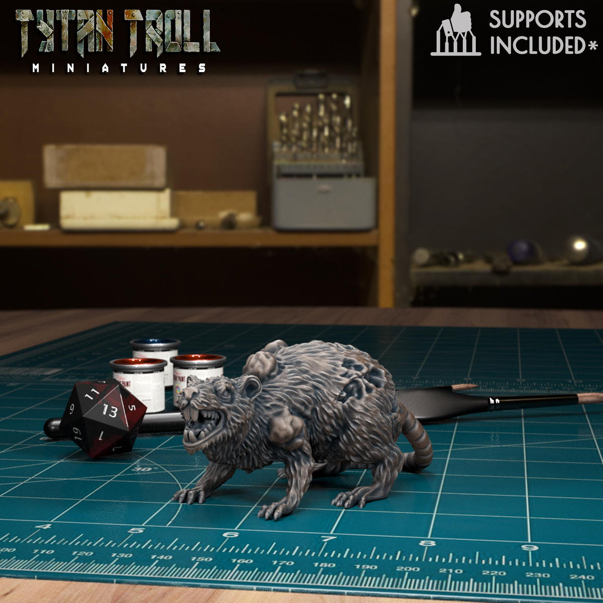 The Giant Plague Rat Miniature | Plague Rat 6 - Tabletop RPG & D&D miniature. Perfect for wargaming & collectors