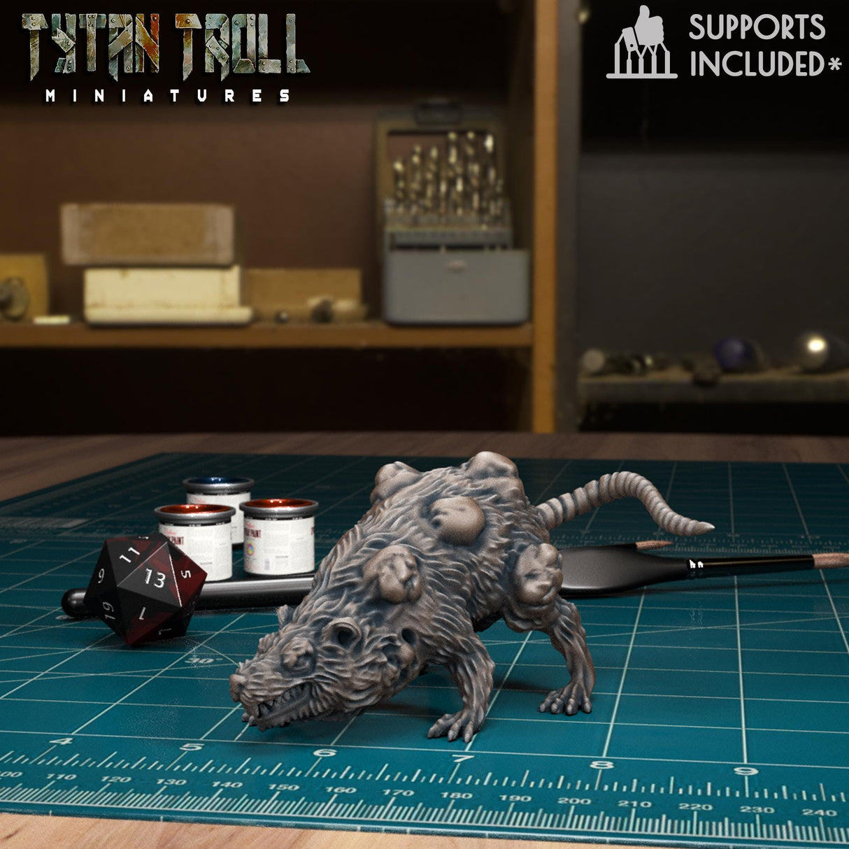 The Giant Plague Rat Miniature | Plague Rat 8 - Tabletop RPG & D&D miniature. Perfect for wargaming & collectors