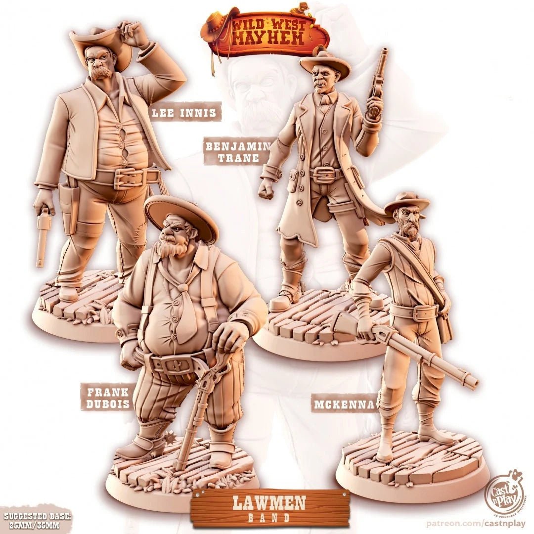 The Lawmen Collection Wild West Bundle Miniature | Full Set All Models - Tabletop RPG & D&D miniature. Perfect for wargaming & collectors