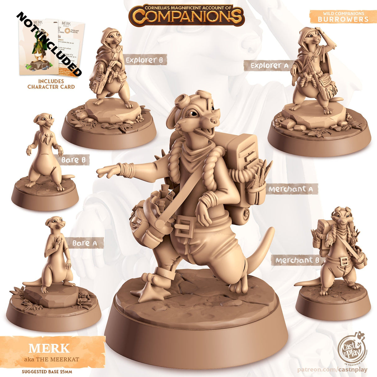 The Meerkat Companion Miniature | Bare A - Tabletop RPG & D&D miniature. Perfect for wargaming & collectors