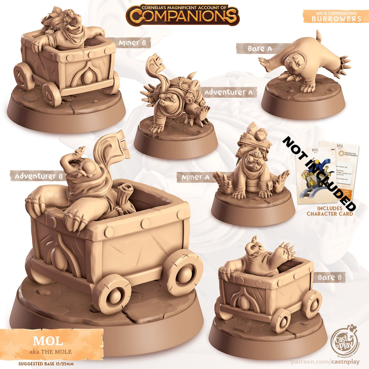 The Mole Companion Miniature | Adventurer A - Tabletop RPG & D&D miniature. Perfect for wargaming & collectors