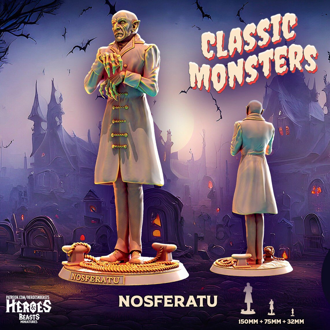 The Nosferatu, Vampire lord Miniature | he Nosferatu - Tabletop RPG & D&D miniature. Perfect for wargaming & collectors