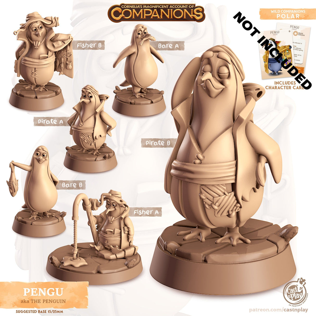 The Penguin Companion Miniature | Bare A - Tabletop RPG & D&D miniature. Perfect for wargaming & collectors